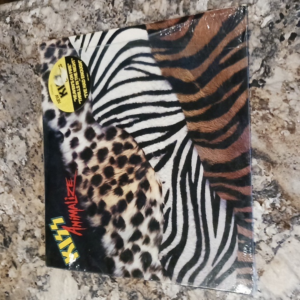 Kiss Animalize Vinyl Album Cover - Black White Brown Tan